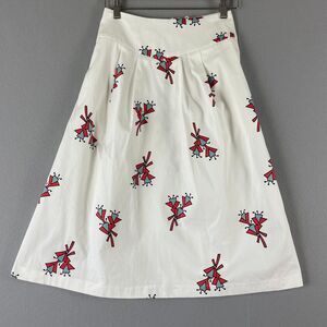 Zara Geometric Midi Skirt Womens Small White‎ Pleated Aztec ALine NEW Flaws